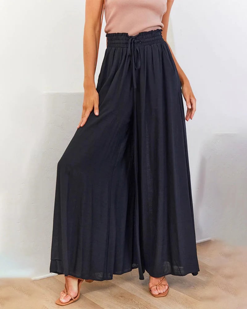 Einfarbige Hochbundhose für Damen