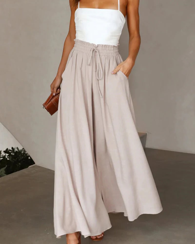 Einfarbige Hochbundhose für Damen