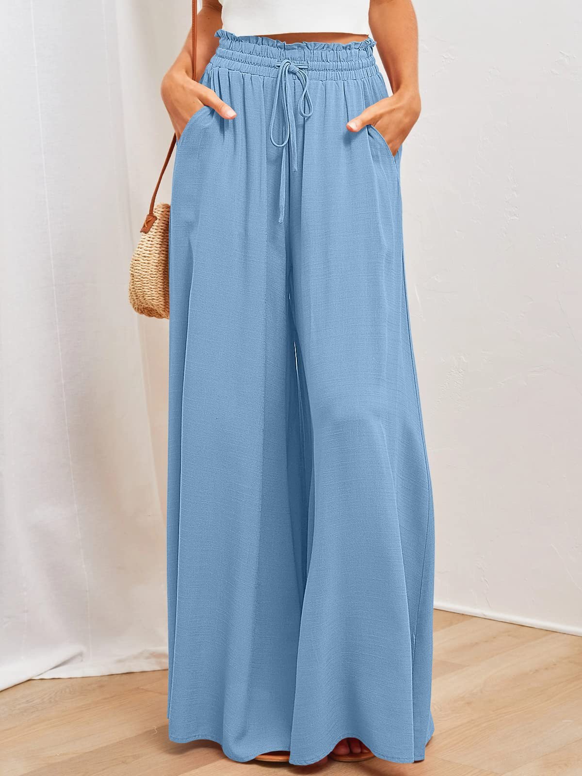 Einfarbige Hochbundhose für Damen