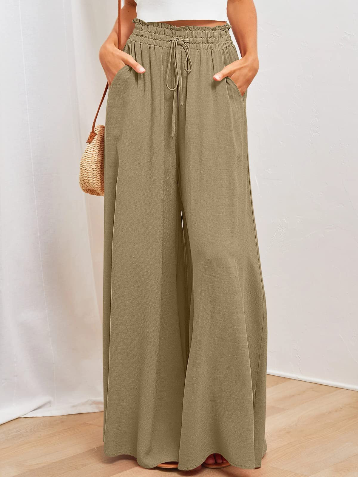 Einfarbige Hochbundhose für Damen