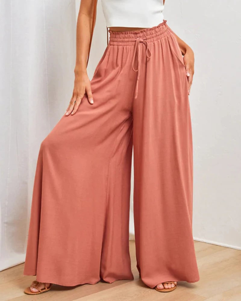 Einfarbige Hochbundhose für Damen
