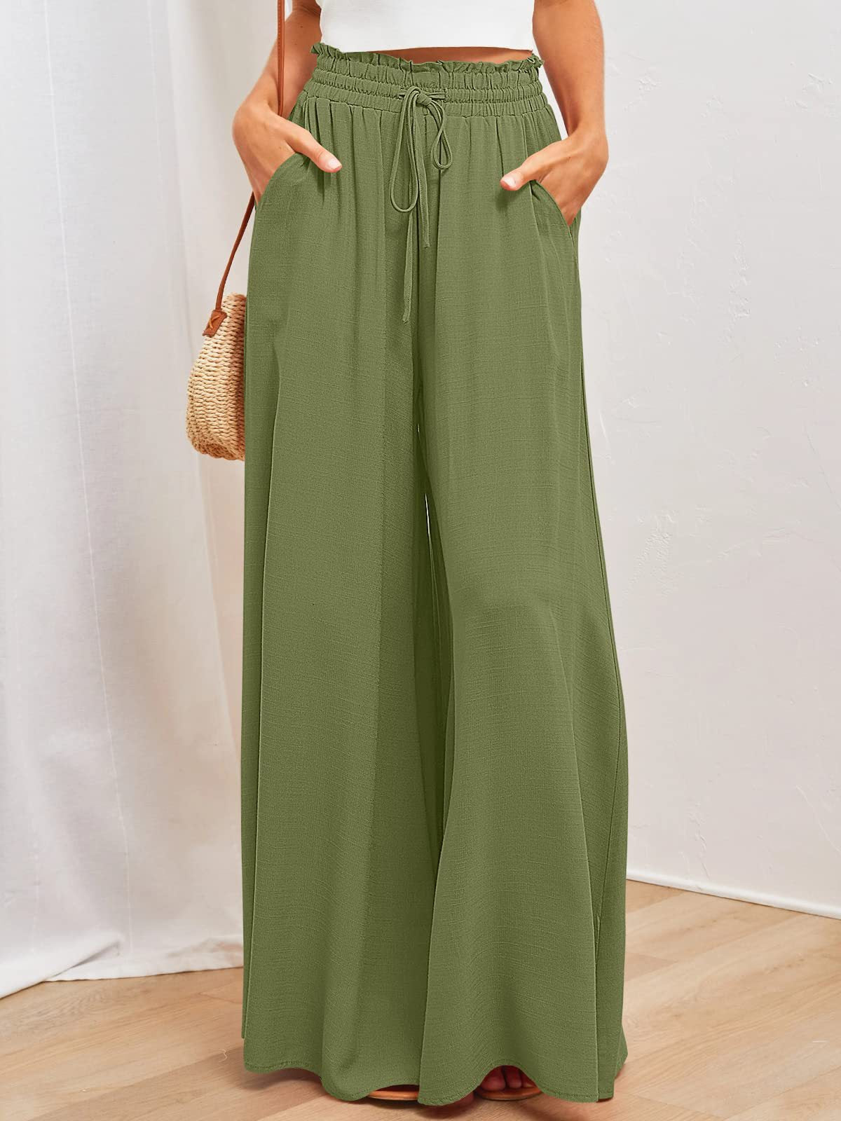 Einfarbige Hochbundhose für Damen