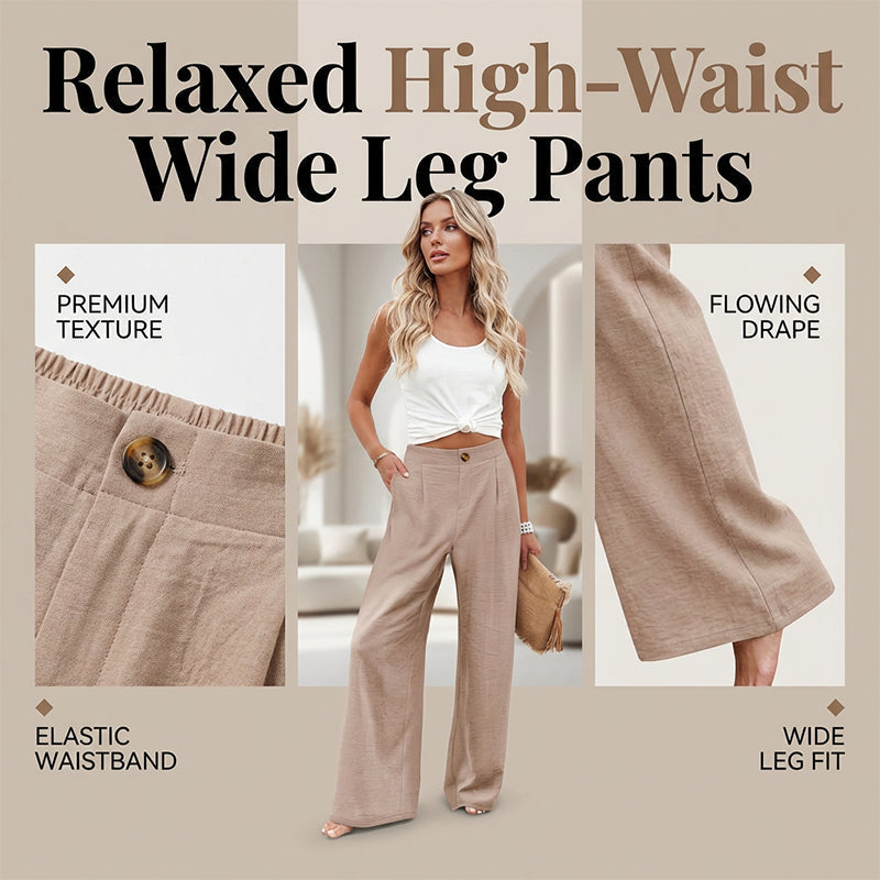 Damen-Freizeithose mit hohem Bund und weitem Bein