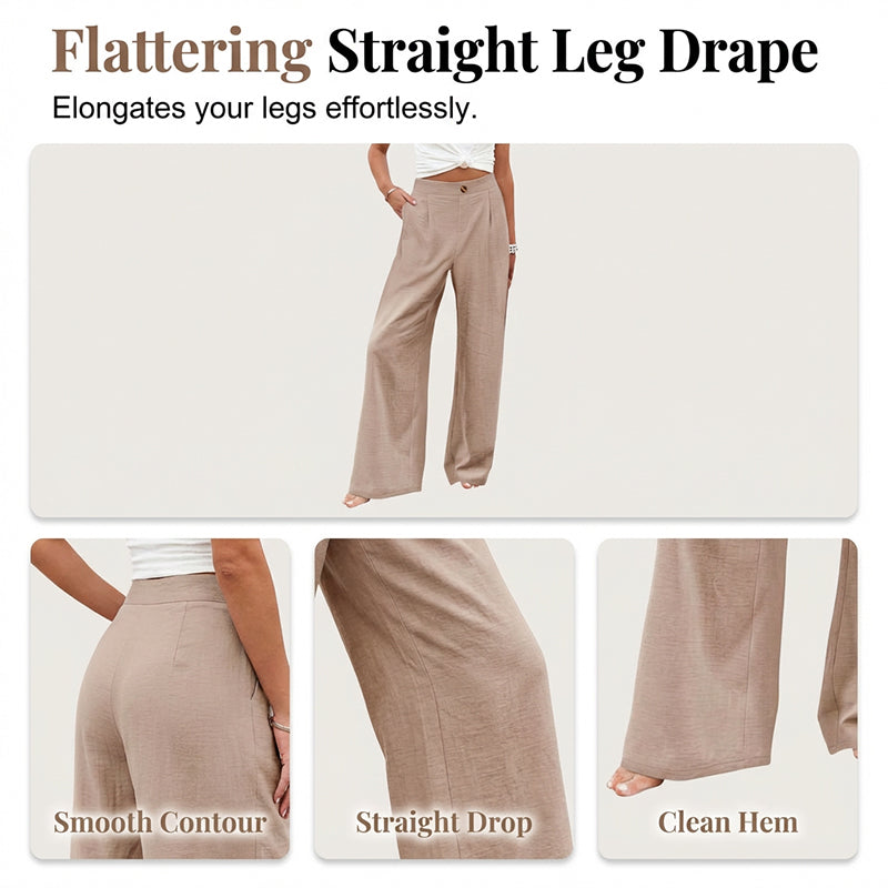 Damen-Freizeithose mit hohem Bund und weitem Bein