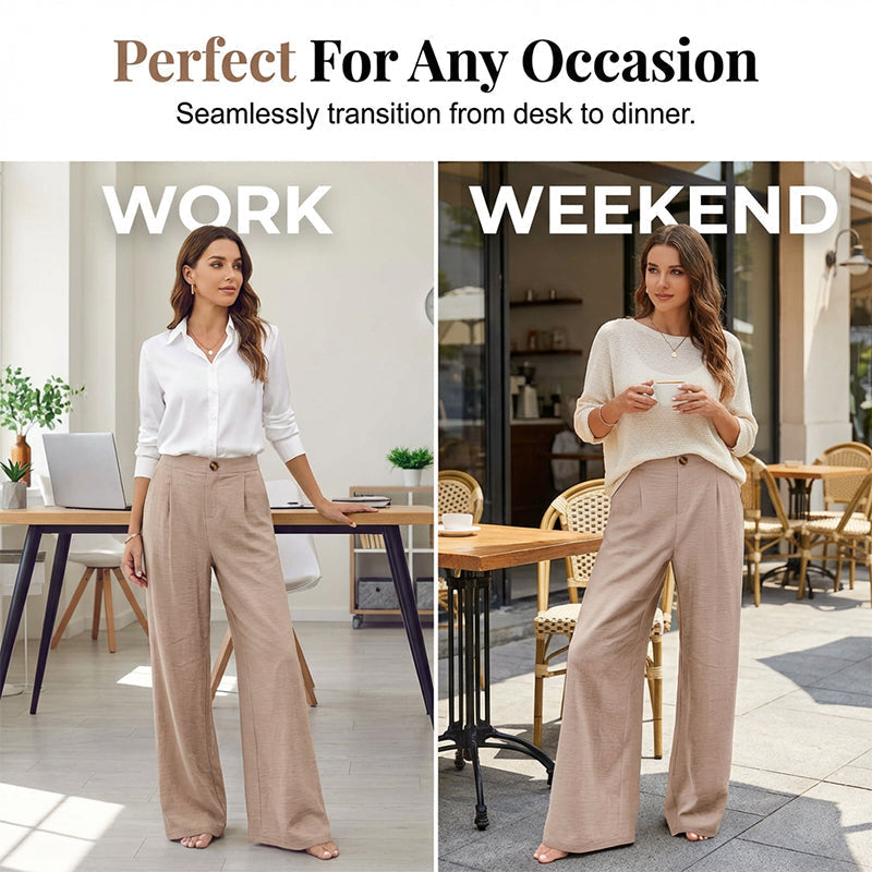 Damen-Freizeithose mit hohem Bund und weitem Bein
