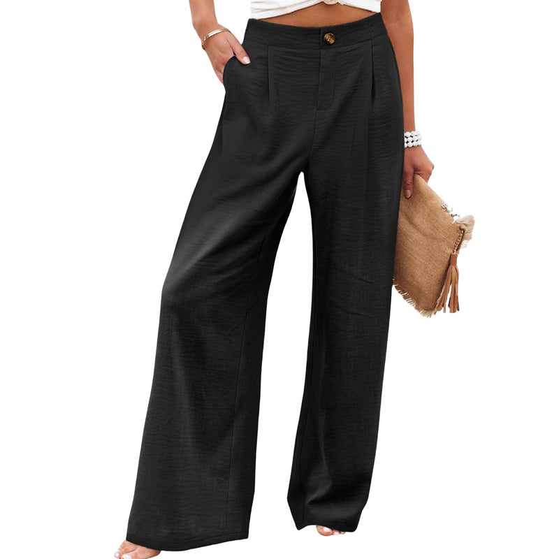 Damen-Freizeithose mit hohem Bund und weitem Bein