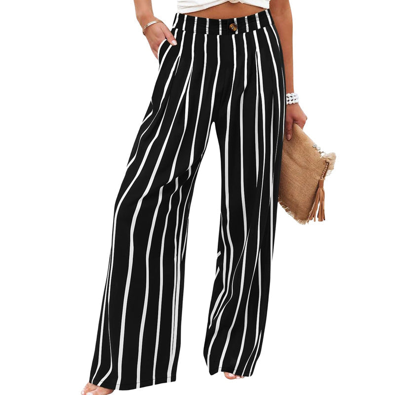 Damen-Freizeithose mit hohem Bund und weitem Bein