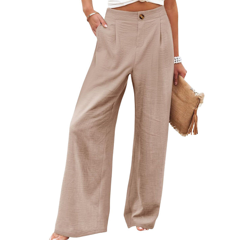 Damen-Freizeithose mit hohem Bund und weitem Bein