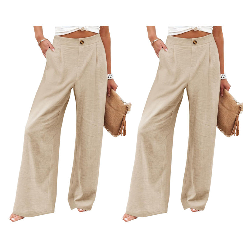 Damen-Freizeithose mit hohem Bund und weitem Bein