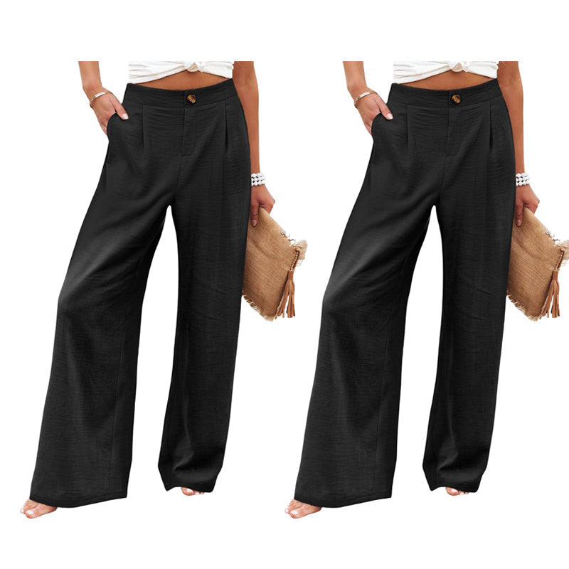 Damen-Freizeithose mit hohem Bund und weitem Bein