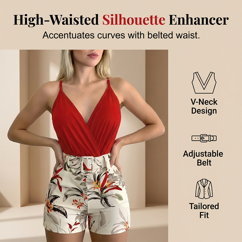 👗 50% RABATT! 🌺 2-teiliges Set: V-Ausschnitt-Top & Shorts – Tropenprint & hochtailliert – Leicht, luftig & perfekt für Strand, Urlaub oder heiße Sommertage ☀️