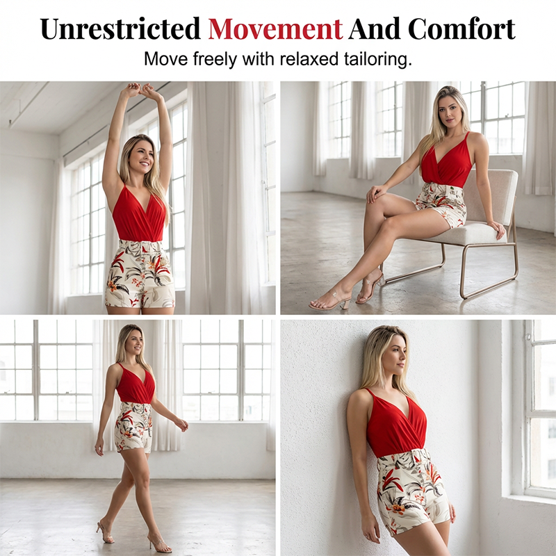 👗 50% RABATT! 🌺 2-teiliges Set: V-Ausschnitt-Top & Shorts – Tropenprint & hochtailliert – Leicht, luftig & perfekt für Strand, Urlaub oder heiße Sommertage ☀️