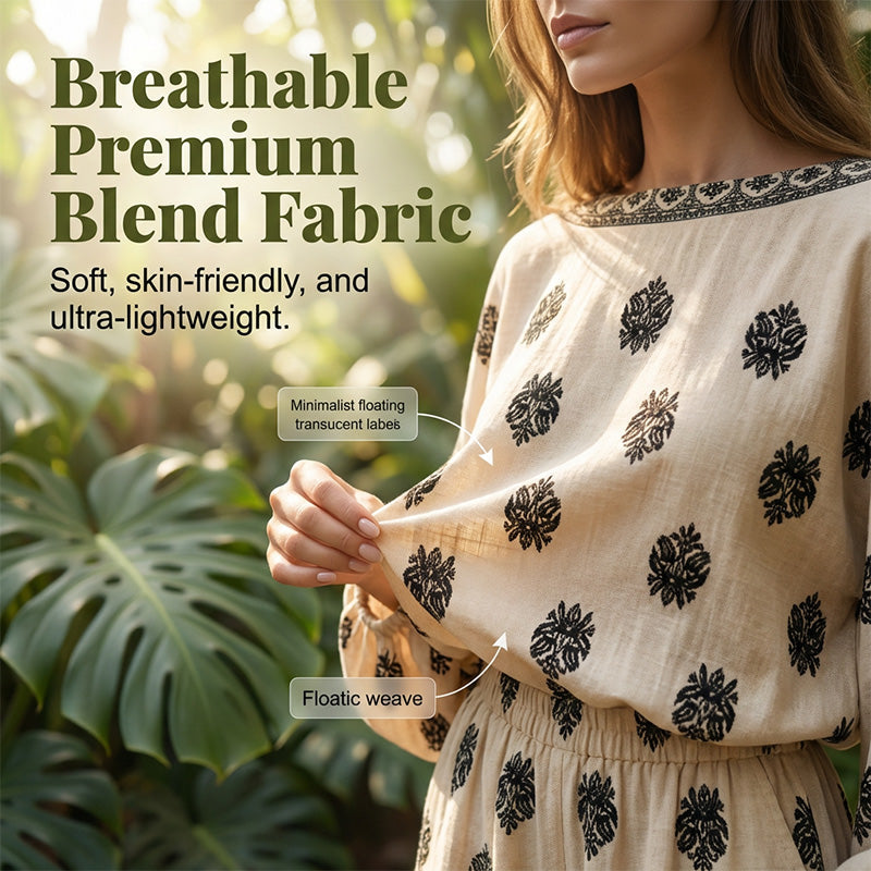 👗 50% RABATT! 🌸 Bohème Jumpsuit-Set mit Off-Shoulder & Vintage-Print – Sommer-Traum – Fließend, luftig & perfekt für Festivals, Strand oder warme Urlaubsnächte ☀️