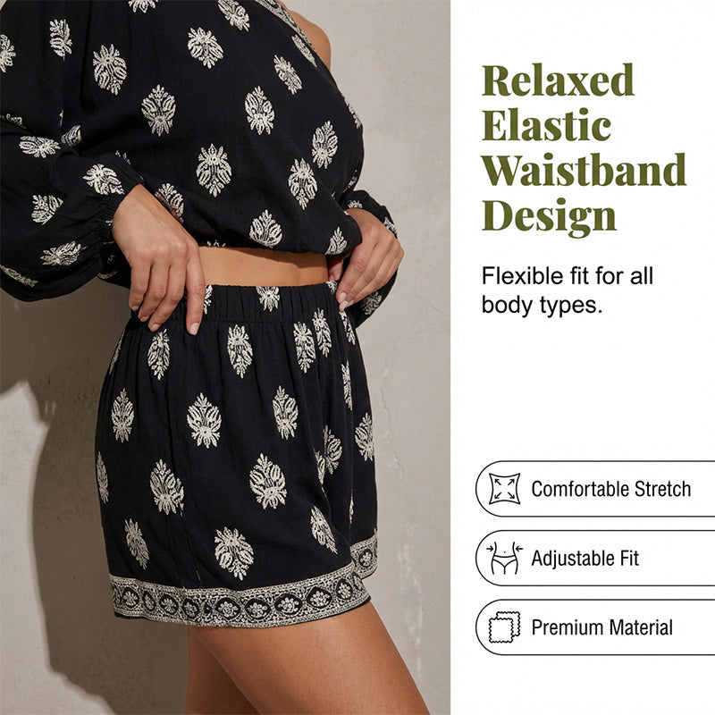 👗 50% RABATT! 🌸 Bohème Jumpsuit-Set mit Off-Shoulder & Vintage-Print – Sommer-Traum – Fließend, luftig & perfekt für Festivals, Strand oder warme Urlaubsnächte ☀️