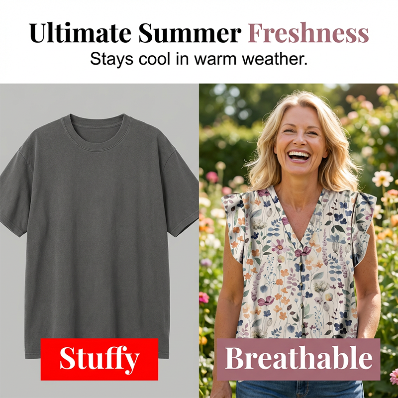👚 NUR FÜR KURZE ZEIT: 50 % RABATT! ✨ Damenbluse mit V-Ausschnitt und Blumenmuster – zum Zuknöpfen, locker fallend, atmungsaktiv 🌸