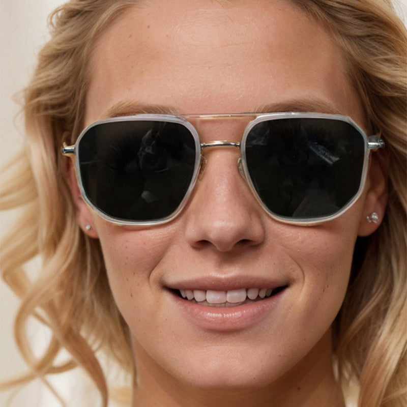 🕶️ Polarisierte Damen-Sonnenbrille – quadratische Form mit Doppelsteg, retro & stilvoll, ideal für Autofahrer & den täglichen Sonnenschutz ☀️