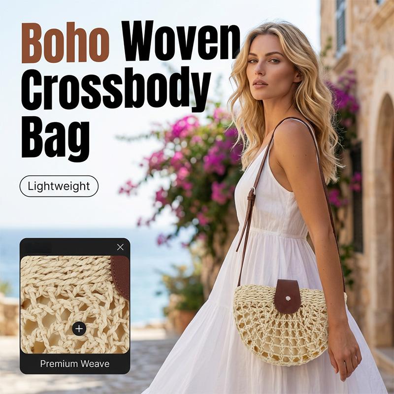 👜 LIMITED-TIME 50% RABATT! ✨ Geflochtene Umhängetasche – Boho, Leicht, Verstellbar, Handgewebt ✨