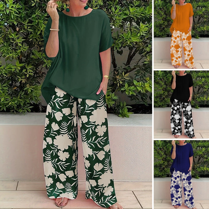 👚 Conjunto de verano de dos piezas con camiseta de manga corta y pantalones  🌸☀️