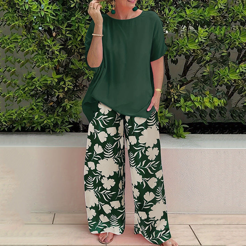 👚 Conjunto de verano de dos piezas con camiseta de manga corta y pantalones  🌸☀️
