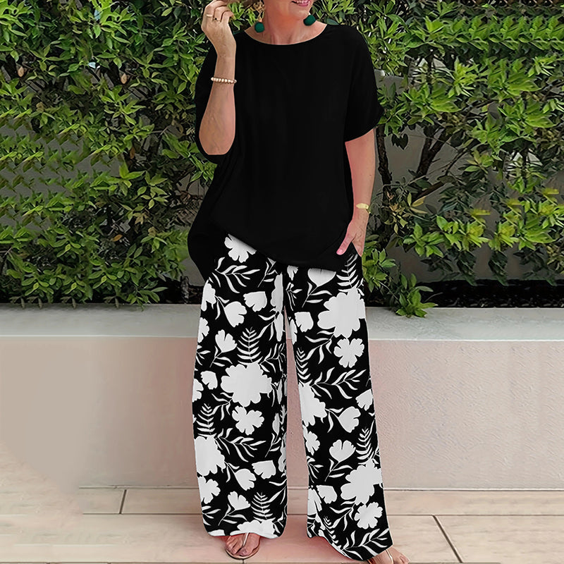 👚 Conjunto de verano de dos piezas con camiseta de manga corta y pantalones  🌸☀️