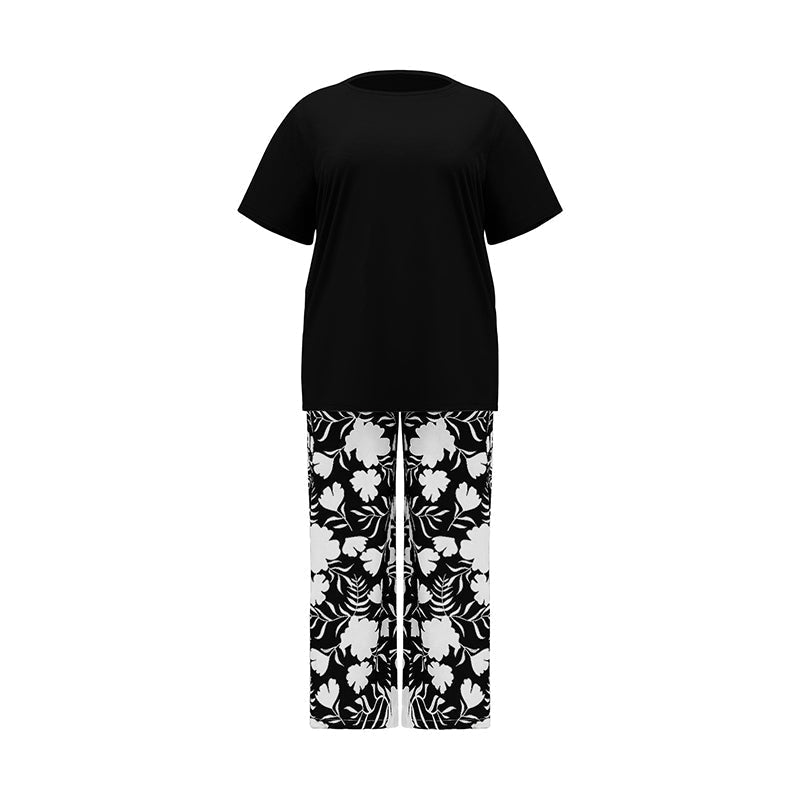 👚 Conjunto de verano de dos piezas con camiseta de manga corta y pantalones  🌸☀️
