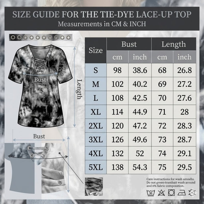 📢📢50% RABATT!! ⏰Tie-Dye-T-Shirt für Damen mit Schnürung und V-Ausschnitt