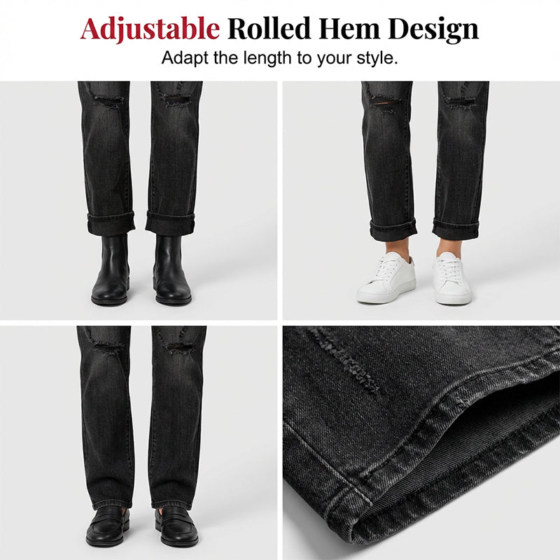 ⏰ 50 % RABATT – Nur für kurze Zeit ✨👖 Damen Jeans mit geradem Bein – Bequeme Passform & Destroyed-Details