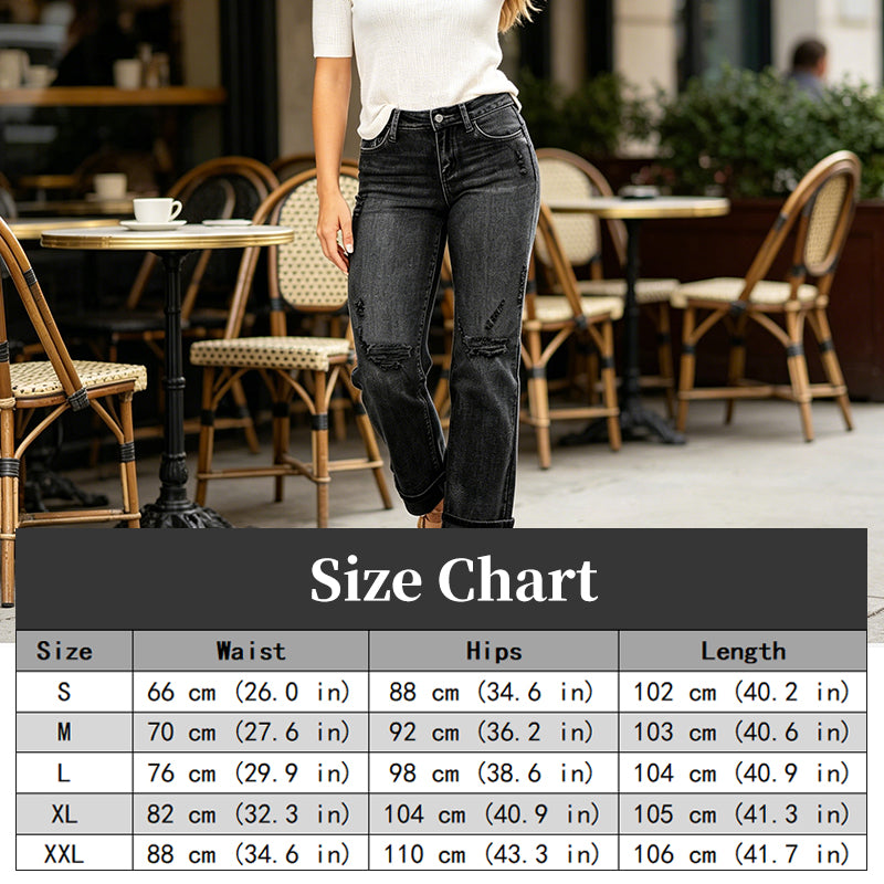 ⏰ 50 % RABATT – Nur für kurze Zeit ✨👖 Damen Jeans mit geradem Bein – Bequeme Passform & Destroyed-Details