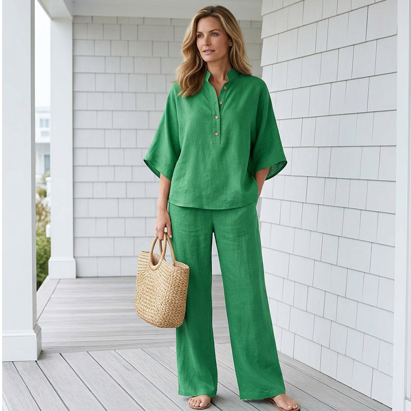 📢Mid-Season Sale: −50% nur für kurze Zeit⏰2-teiliges Damen-Freizeitset – lockere Knopfbluse & passende Hose, bequem & vielseitig für Alltag, Büro & Reisen🍃