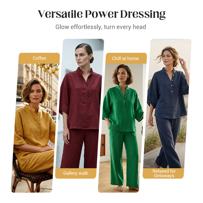 📢Mid-Season Sale: −50% nur für kurze Zeit⏰2-teiliges Damen-Freizeitset – lockere Knopfbluse & passende Hose, bequem & vielseitig für Alltag, Büro & Reisen🍃