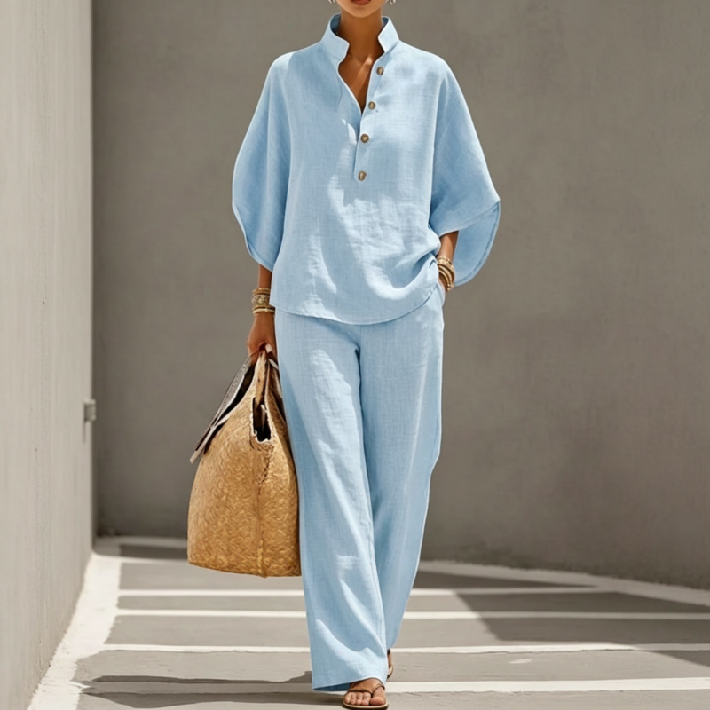 📢Mid-Season Sale: −50% nur für kurze Zeit⏰2-teiliges Damen-Freizeitset – lockere Knopfbluse & passende Hose, bequem & vielseitig für Alltag, Büro & Reisen🍃