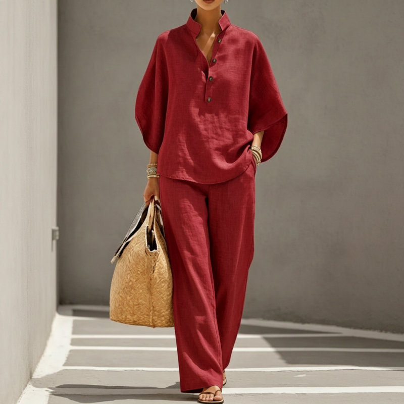 📢Mid-Season Sale: −50% nur für kurze Zeit⏰2-teiliges Damen-Freizeitset – lockere Knopfbluse & passende Hose, bequem & vielseitig für Alltag, Büro & Reisen🍃