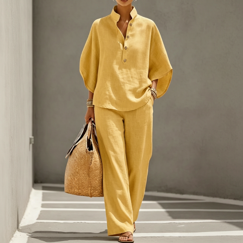 📢Mid-Season Sale: −50% nur für kurze Zeit⏰2-teiliges Damen-Freizeitset – lockere Knopfbluse & passende Hose, bequem & vielseitig für Alltag, Büro & Reisen🍃