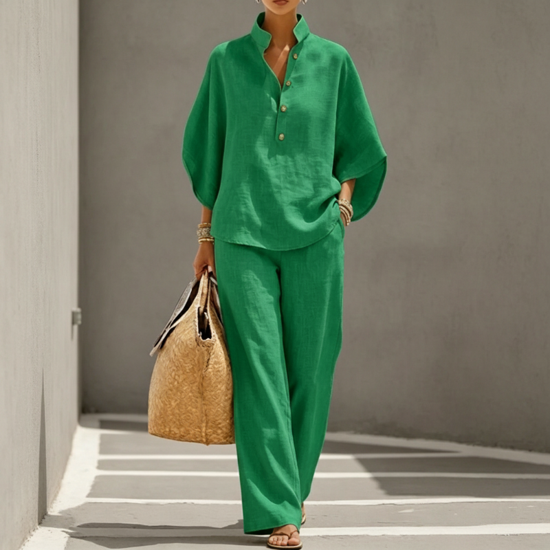📢Mid-Season Sale: −50% nur für kurze Zeit⏰2-teiliges Damen-Freizeitset – lockere Knopfbluse & passende Hose, bequem & vielseitig für Alltag, Büro & Reisen🍃