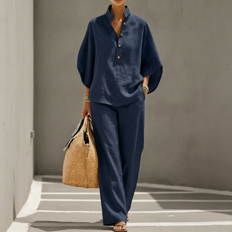 📢Mid-Season Sale: −50% nur für kurze Zeit⏰2-teiliges Damen-Freizeitset – lockere Knopfbluse & passende Hose, bequem & vielseitig für Alltag, Büro & Reisen🍃
