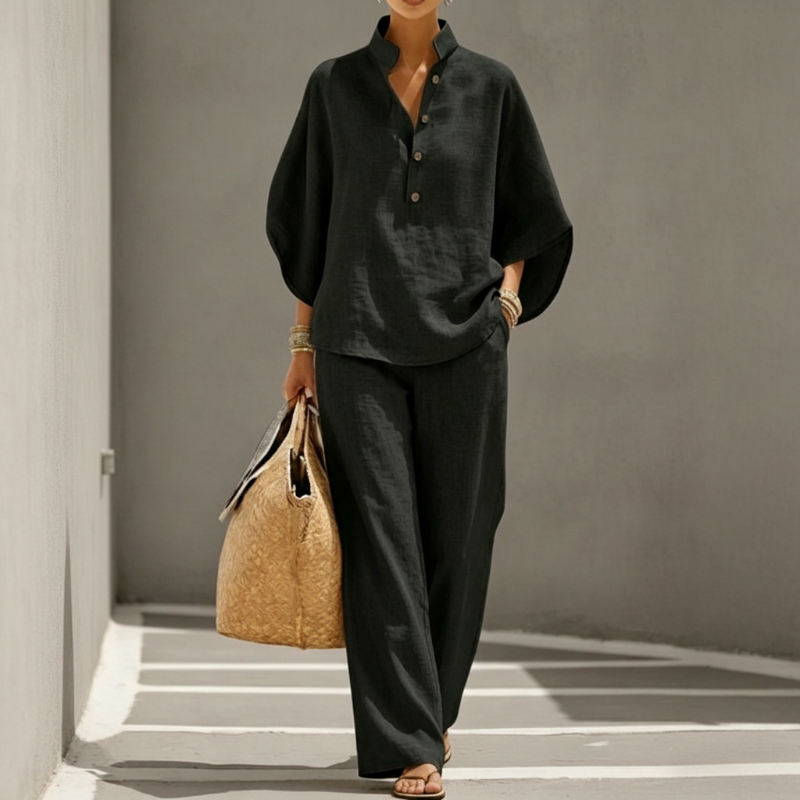 📢Mid-Season Sale: −50% nur für kurze Zeit⏰2-teiliges Damen-Freizeitset – lockere Knopfbluse & passende Hose, bequem & vielseitig für Alltag, Büro & Reisen🍃