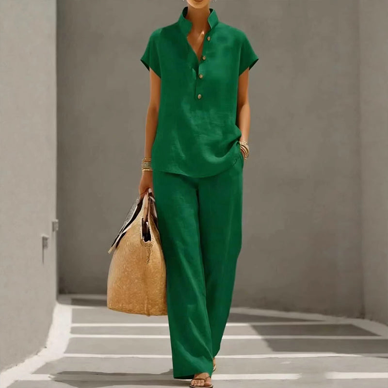 ⏰ 50 % RABATT – Nur für kurze Zeit ✨Lässiges Damen-Set – T-Shirt & lange Hose – bequem & stylish für jeden Tag