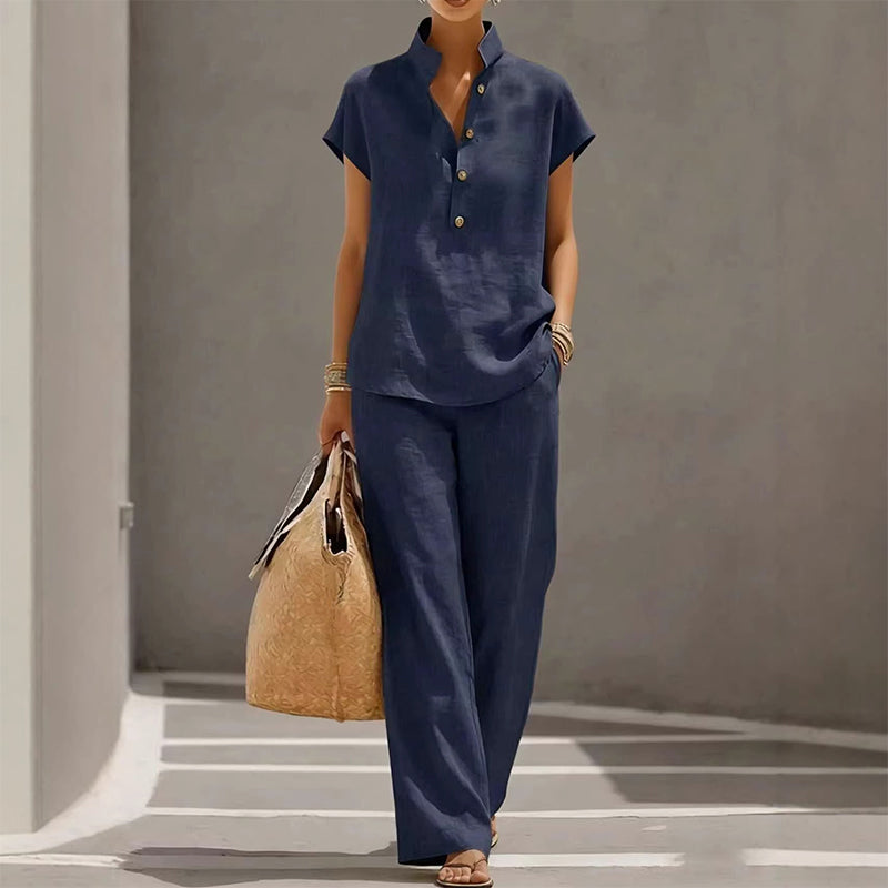 ⏰ 50 % RABATT – Nur für kurze Zeit ✨Lässiges Damen-Set – T-Shirt & lange Hose – bequem & stylish für jeden Tag