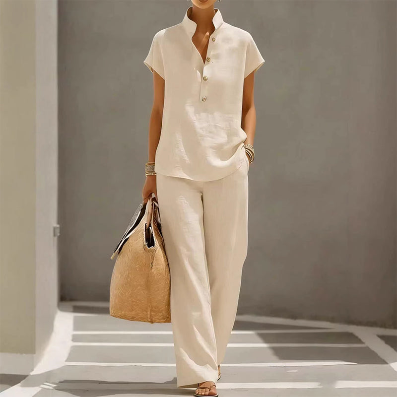 ⏰ 50 % RABATT – Nur für kurze Zeit ✨Lässiges Damen-Set – T-Shirt & lange Hose – bequem & stylish für jeden Tag
