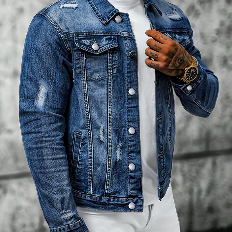 🔥Herren-Freizeit-Denimjacke im Used-Look mit Vintage-Wäsche