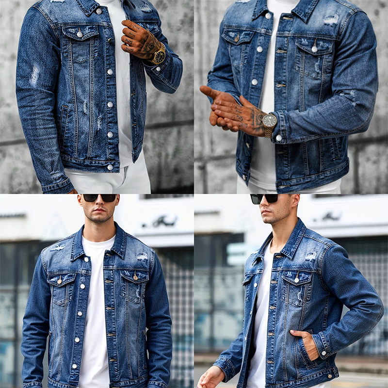 🔥Herren-Freizeit-Denimjacke im Used-Look mit Vintage-Wäsche
