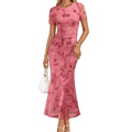 🌞NEU: Sommerkollektion mit bis zu 50% Rabatt 🛍️Damen Midikleid im Meerjungfrauenstil – Blumenprint & Mesh 🌸 Elegant & Figurbetont