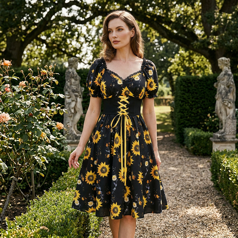 🔥 2026 NEUHEIT 🥳💞 50.000+ VERKAUFT! 🌻 Damenkleid mit Puffärmeln & Trend-Print – jetzt HALBPREIS sichern ✨