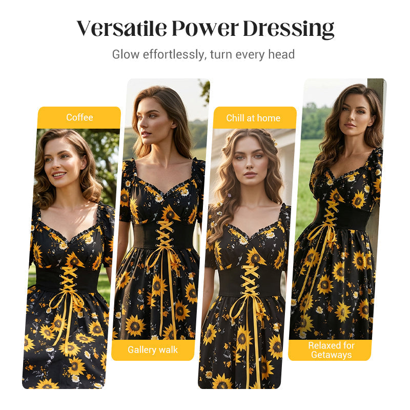 🔥 2026 NEUHEIT 🥳💞 50.000+ VERKAUFT! 🌻 Damenkleid mit Puffärmeln & Trend-Print – jetzt HALBPREIS sichern ✨