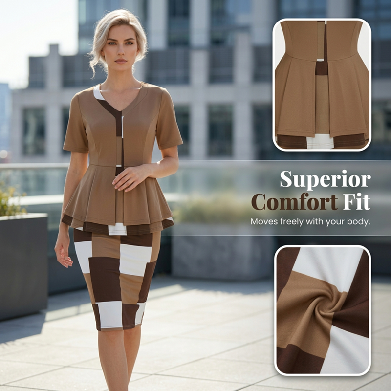 🔥 LIMITED-TIME 50% RABATT! ✨ Color-Block Bleistiftrock & Top Set – Elegant & Figurbetont