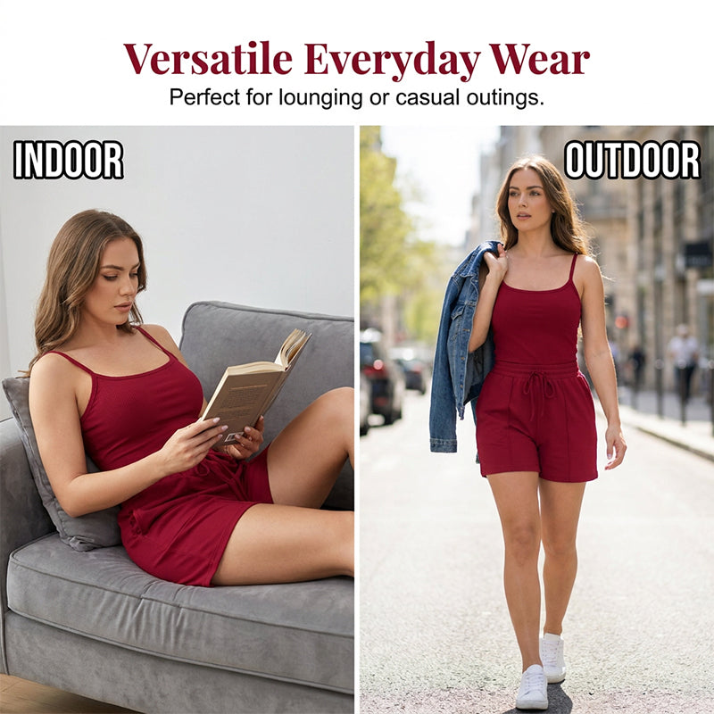 Casual Two-Piece Lounge Set with Cami and Shorts