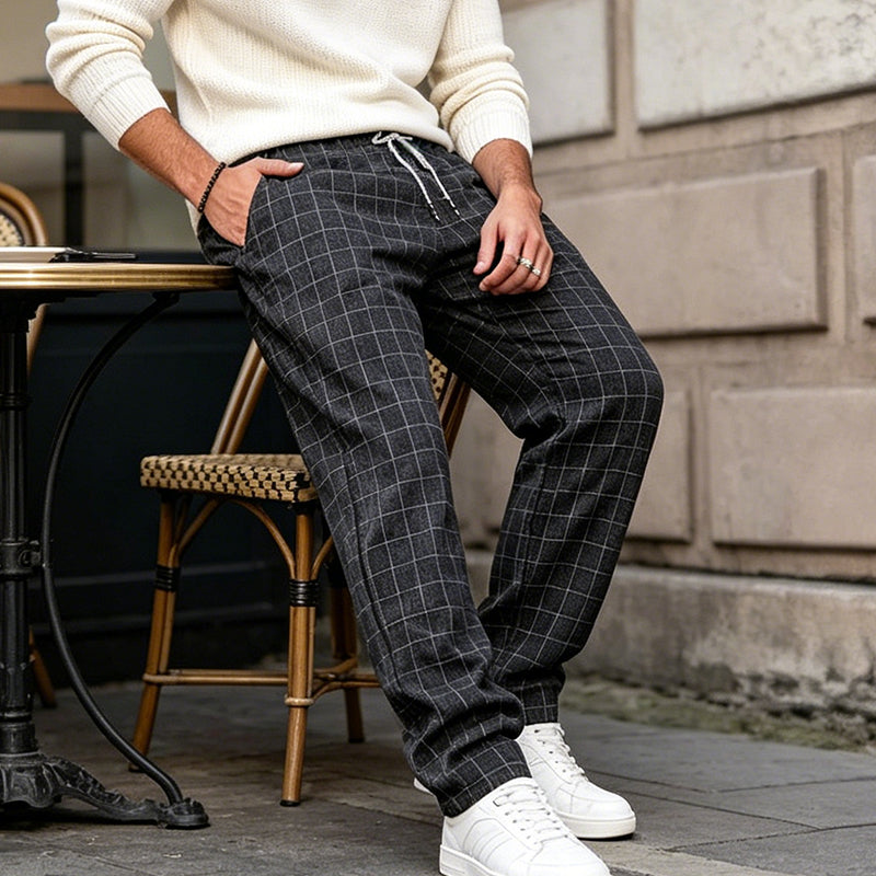🌞Pantalones holgados de ocio para hombre con estampado a cuadros: cómodos, transpirables y versátiles