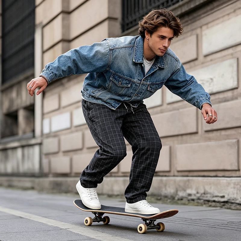 🌞Pantalones holgados de ocio para hombre con estampado a cuadros: cómodos, transpirables y versátiles