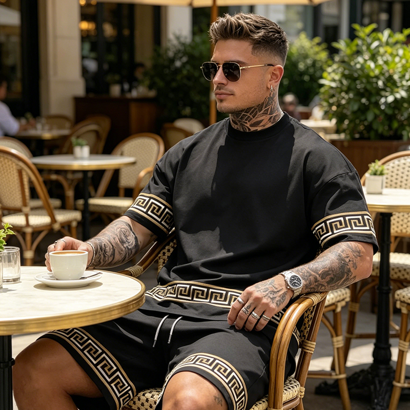 🌞 ¡Ahorra ahora hasta un 50 %! 💰 Conjunto de 2 piezas para hombre: camiseta de manga corta y pantalones cortos ✨