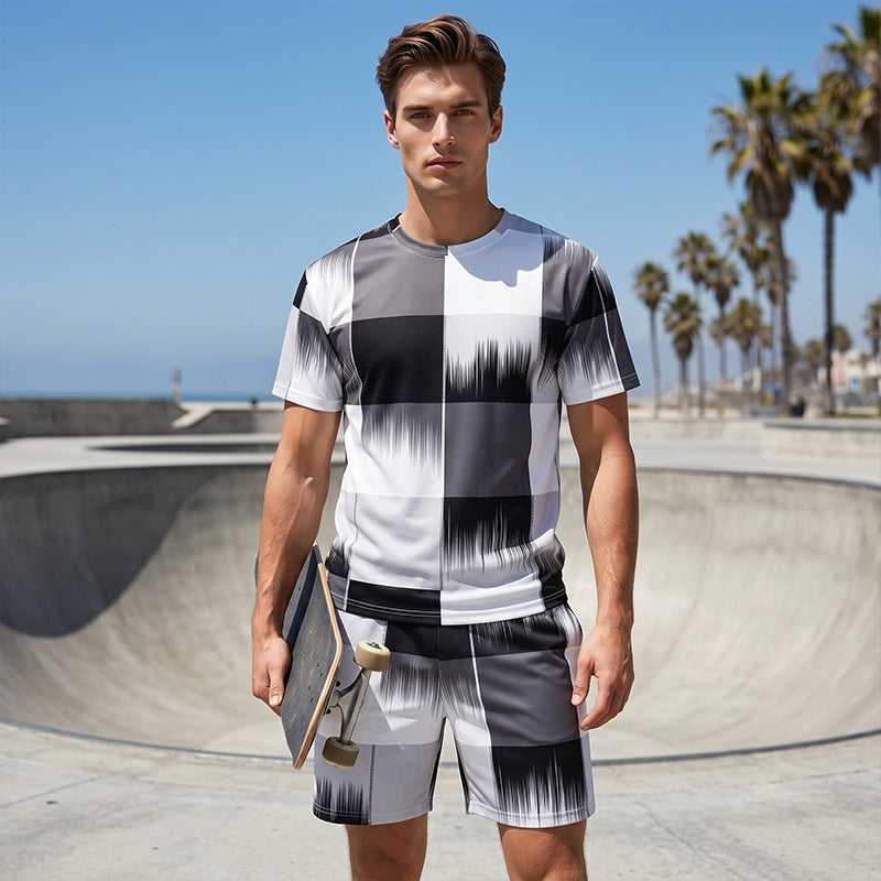 🌞NEU: Sommerkollektion mit bis zu 50% Rabatt 🛍️ Herren Abstraktes Druck T-Shirt & Shorts Set – Leicht, atmungsaktiv & perfekt für Sommer, Sport oder lässige Tage – bequemer 2-teiliger Look 🔥